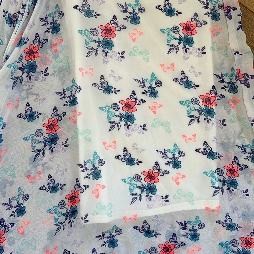 🔥White BoHo floral, print paint skirt size small stretch waist - Picture 7 of 11